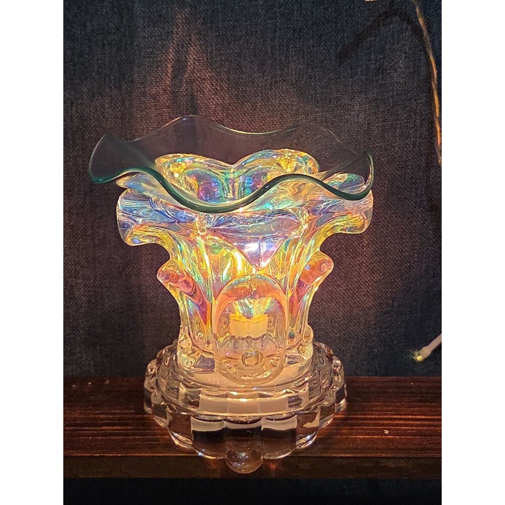 Iridescent Glass Hibiscus Electric Wax Warmer Fragrance Lamp - Picture 6 of 16